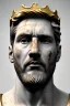 Placeholder: Ultra Realistic image, classical renaissance sculpture, white marble and gold material, Lionel Messi, emperor style, gold Laurel leaves crown, chisel style, waist up portrait, epic, celestial, cinematic lighting, God light, god rays, 4k resolution, smooth details, ornate details, soft lighting, unreal engine 5, sky background.