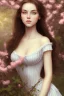 Placeholder: Beautiful Girl in the garden, 18 century, brunette, literally dark hair, dark eyes, fat, smell of sakura, rest