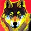 Placeholder: Black red and yellow wolf