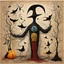 Placeholder: Horror surreal composition by Joan Miro and Salvador Dali and Dave McKean, Abstract yarn art Plague Doctor feeding cartoon birds, surreal 3D abstract crochet art, heavy yarn textures, absurd knitted absurdities, weirdcore, Dada movement abstract art