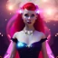 Placeholder: Pretty teenage girl with red hair who is dressed like a space witch casting a spell, girl has stars in her eyes, background is realistic space renditions, wearing a black emo dress, full body portrait, rendered, unity 3d, unreal engine, dslr, hdr, 4k, edited, photorealistic