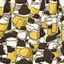 Placeholder: Illustration of Choccy Milk, white background, main colors are black and yellow, single developer, cartoon, minimalistic