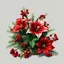 Placeholder: art by cheryl griesbach,carne griffith,anna digital painting, oilpainting, alcohol and ink, full seen isolated from a simple gray background, centered a christmas stilllife arrangement, red, porclain, green spruce branches,amaryllis flower, hollys,gold berries,3d,gold, exclusiv,glamorous,