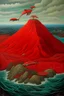 Placeholder: A red volcanic island with dolphins painted by Peter Carl Faberge