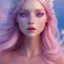 Placeholder: fairy, pink, blonde hair, beautiful, whole face, whole top hair head, wide open blue eyes, hyperrealism, masterpiece, expert, cinematic lighting, sharp focus, 8K, pastel, macro lens, woman, detailed, flower