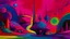 Placeholder: A purplish magenta dream realm with spaceships painted by Alexej von Jawlensky