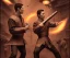 Placeholder: mdjrny-v4 style, twin plain clothed American kung fu artists in Chinatown in a fighting stance, dramatic lighting, epic photo, volumetric lighting, detailed, photo realistic, by drew struzan, analog style, blur haze, cinematic,