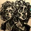 Placeholder: <https://s.mj.run/PrAtlEsO-1M> a drawing of two women's sketched on paper, in the style of quirky expressions, rusticcore, chiaroscuro sketches, yosuke ueno, rough clusters, close up, comical caricatures