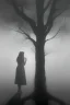 Placeholder: The Illusion of being in love , a shadow by the tree of sadness in the mist