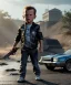 Placeholder: The Terminator toddler, shotgun, full body, dramatic lighting, angry, hyper realistic