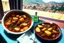 Placeholder: a good garlic Brasov stew with potatoes and a glass of chilled wine in a hospital room in sunshine