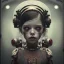 Placeholder: a little girl with a cyborg brain and a lot of red liquid, steam punk, scary, horror, realistic, made in octane, cinematic, ultra-realistic, extremely detailed octane rendering, 8K, VRAY Super Real ar 2:3, dof photorealistic futuristic 50mm lens hard lighting dark gray tintype photograph, realistic lighting, sephia colors