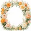 Placeholder: Soft painting with white background hand painted Semi-circular arched flower garland minimalist of Ranunculus, Peonies, roses, Bunny tails, Ballerina Rose, grass flower, in the style of light yellow and superlight orange Victorian style, Neutral color tone, white background, 8K resolution, realistic painting