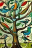 Placeholder: song bird in draw a doga tree painted by picasso