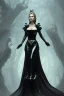 Placeholder: Geena Davis as evil queen in black leather gown, evil, busty, cleavage, curvy, angry, stern look. character design by cory loftis, fenghua zhong, ryohei hase, ismail inceoglu and ruan jia. unreal engine 5, artistic lighting, highly detailed, photorealistic, fantasy