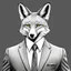 Placeholder: Illustrative sketch of an image of a humanoid fox, slight ironic smile, suit and tie, ultra quality line art, 8k