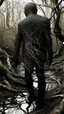 Placeholder: black vein, human veins, mixing together a lot of them, like a forest, big and small veins a lot of them, a scarecrow