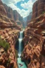 Placeholder: Hieronymus Bosch Style high quality picture waterfall in the Grand Canyon desert