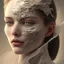 Placeholder: broken, cracked-open porcelain as woman's face, fine detail, highly intricate, wearing bridal veil, modern surrealism painting, defined cracks and breaks, high-quality, volumetric lighting, 8k, ultrahd, George Grie, Marco Escobedo, Igor Morski