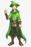 Placeholder: young elf green eyed student wizard full body