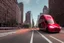Placeholder: A Tesla 'Semi' (semi truck) is going at a high speed, near the Flatiron Building in Manhattan. (CINEMATIC, WIDE ANGLE LENS, PHOTO REAL)