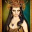 Placeholder: portrait of woman queen of peacocks, long black hair, blue eyes, stunning, beautiful, gorgeous, realistic, photo illustrative, ornate, 8K resolution, high-quality, fine-detail, digital art, detailed matte, brian froud, howard lyon, selina french, anna dittmann, annie stokes, lisa parker, greg rutowski,