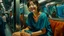 Placeholder: Neoclassicism 2 japanese woman smiling sitting in metro realistic cote d'azur painting colorfull