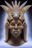 Placeholder: Aztec male African Egyptian alien, cracks in the voodoo head, wicked, eyes, crown, Elephant, 8k, finely detailed, photo realistic, tiger turquoise skull head gold dragon space alien snow skeleton gold hornytoad silver crown silver eyes