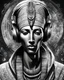 Placeholder: Illustrative sketch of Pharaoh Akhenaten in music with headphones, ultra quality, hyper detailed, graffiti, concept art, maximalism, 8k