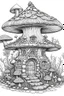 Placeholder: MANDELA STYLE .Isolated fantasy mushroom house Coloring Book for Adults and Kids, Instant Download, Grayscale Coloring Book