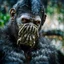 Placeholder: Ape Creature in a breathing device, gas mask, respirator Christopher Nolan, Dystopian, Extreme depth of field, bokeh blur, Alberta, all-natural, in the style of candid, imperfection, natural lighting, Fuji Film, Anamorphic lens