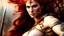 Placeholder: Drawing of beautiful face,busty RedSonja,intense stare,Minimal ancient armor, balanciaga fashion clothe painting by gaston bussiere, greg rutkowski, yoji shinkawa, yoshitaka amano, tsutomu nihei, donato giancola, tim hildebrandt, oil on canvas, cinematic composition, extreme detail,fit full head inside picture,16k