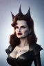 Placeholder: Geena Davis as evil queen in black leather, leather, busty, cleavage, angry, rage, stern look. character design by cory loftis, fenghua zhong, ryohei hase, ismail inceoglu and ruan jia. unreal engine 5, artistic lighting, highly detailed, photorealistic, fantasy