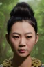 Placeholder: Thailand girl head portrait, warrior costume, village, meditation, woods, cyberpunk, 8k quality