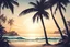 Placeholder: beach, intricated details, palm tree, realistic vector style, dramatic lighting