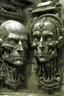 Placeholder: sculpture of a man and a woman man , child , young and old Multiple faces . decayed and rotting with grotesque proportions and imagery. abstract grotesqueries, detailed texture, surreal horror, biomechanical design, by hr giger and beksinski