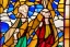 Placeholder: Cloaked woman holding fire, 8K, high body details, anatomically perfect bod, stained glass window