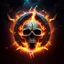 Placeholder: fiery fiery skull inside an ellipse and with lightning around it