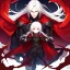 Placeholder: Vampire knight, young man, long white hair, black full plate armor, red cape