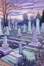 Placeholder: A light purple graveyard filled with spirits painted by Edvard Munch