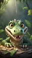 Placeholder: Kawaii, Cartoon, one cute crocodile eating its eggs in the nest and crying, it has teeth in its open mouth and two nostrils on its snout, 5 toes on each paw , Caricature, Realism, Beautiful, Delicate Shades, Lights, Intricate, CGI, Botanical Art, Animal Art, Art Decoration, Realism, 4K , Detailed drawing, Depth of field, Digital painting, Computer graphics, Raw photo, HDR