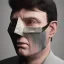 Placeholder: portrait of jimmy white with Mystery iconic mask, dramatique, art background, dramatic lighting, volumetric lighting, hyperrealisme, 8k, high quality, lot of details, fit within portrait