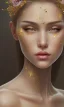 Placeholder: Portrait of beautiful women, correct facial symmetry, golden crown, dark brown hair, dark background, white flowers, loish style, painting, 8k, colorful, brush strokes,