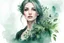 Placeholder: portrait of a woman, watercolor drawing of a dark green gothic bouquet of medicinal herbs and branches with leaves on a white background, Trending on Artstation, {creative commons}, fanart, AIart, {Woolitize}, Charlie Bowater, Illustration, Color Grading, Filmic, Nikon D750, Brenizer Method, Side View, Perspective, Depth of Field, Field of View, F/2.8, Highlights, Tonal Colors, 8K, Full-HD, ProPhoto RGB, Perfectionism, Edge Lighting, Natural Lighting, Soft Lighting, Accent Lighting, Diffraction