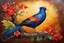 Placeholder: Create a painting of mysterious fortune Bird for wealth and busines growth, earthen background, vibrant rich dark colors