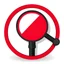 Placeholder: round svg logo magnifier red