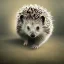 Placeholder: hedgehog in fog running holding aumbrella