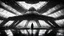Placeholder: dark, wet, mysterious gigantic old futuristic sci-fi hangar, very high ceiling, girl looking at spaceship landing, photographic, black and white