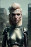 Placeholder: Beautiful portrait of blonde post-apocalypse cyborgs in a cyberpunk city, sci-fi fantasy style, 8k,dark