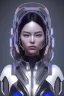 Placeholder: MCU Portrait, Front image, cyberpunk Asian woman rabbit mask, black blue color, latex dress, highly detailed, concept art, smooth, unreal engine 5, god rays, ray tracing, RTX, lumen lighting, ultra detail, volumetric lighting, 3d, finely drawn, high definition, high resolution.